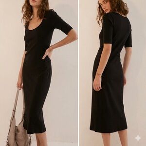 Free People Avery Black Midi Dress